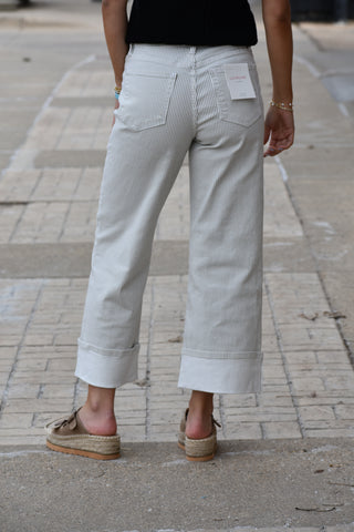 Alina Stripe Cuffed Crop Jeans