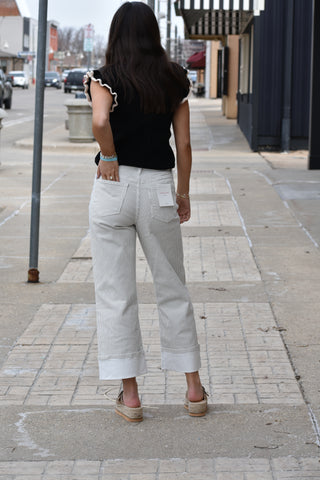 Alina Stripe Cuffed Crop Jeans