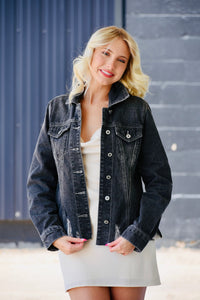 Mineral Washed Cropped Denim Jacket