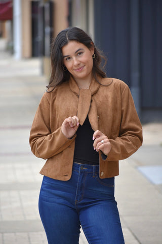 Audrey Neck-Tie Cropped Jacket