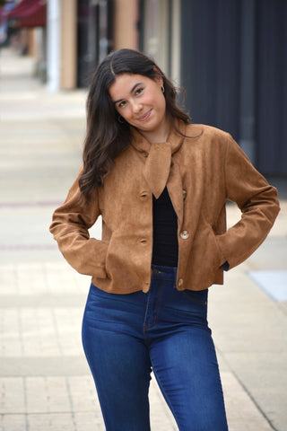 Audrey Neck-Tie Cropped Jacket