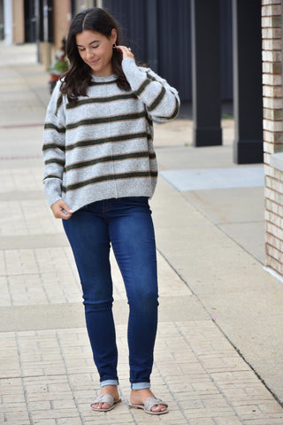 The Autumn Archive Oversized Striped Crew Neck – Heather & Olive