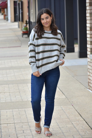 The Autumn Archive Oversized Striped Crew Neck – Heather & Olive