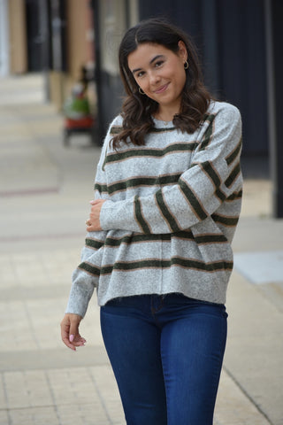 The Autumn Archive Oversized Striped Crew Neck – Heather & Olive
