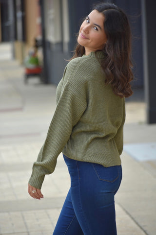 Olive Moss Knit Crewneck Sweater