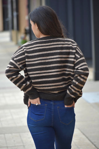 Sienna & Cream Oversized Striped Knit Sweater