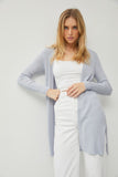 Long ribbed open cardigan (pewter)