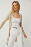 Long ribbed open cardigan (taupe)