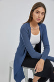 Long ribbed open cardigan (teal)