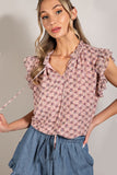 Drawstring Ruffle Top