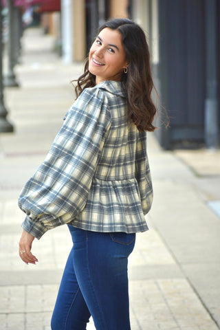 Plaid Peter Pan Collar Babydoll Top