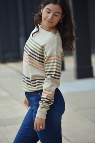 Ultra-Soft Multi-Stripe Boat Neck Knit Sweater