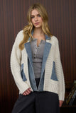 Elliana Mixed Media Cable Knit Jacket