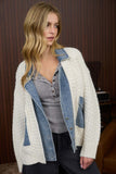 Elliana Mixed Media Cable Knit Jacket