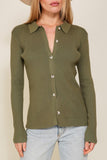 Button-down ribbed shirt with collar (evergreen)