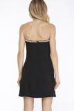 Rhinestone trim strapless black dress (back)