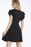 Black flutter sleeve dress (back)