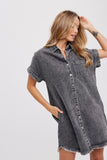 Frayed Hem Denim Dress