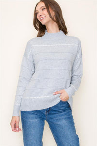 Cozy gray mock-neck sweater