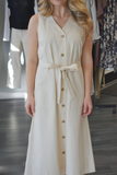 Maren Button Down Midi Dress With Belt