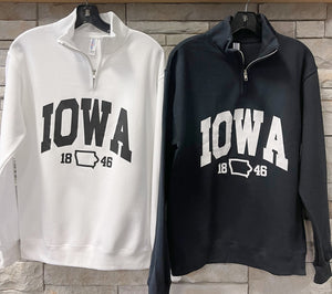 IOWA 3/4 zip pullover sweatshirt (black/white; white/black)