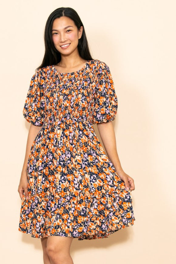 Midnight floral bubble dress