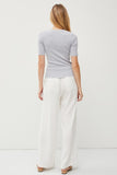 Dusty blue half sleeve ribbed top (back)