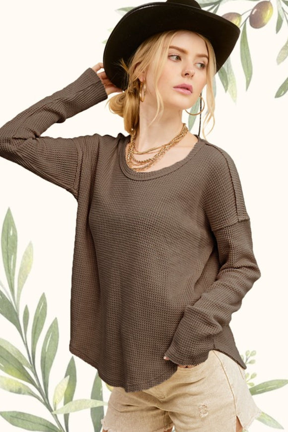 Joanne Waffle-Knit Top