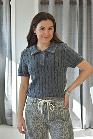 Juniper Cable Knit Polo Sweater - urbanity online and boutique