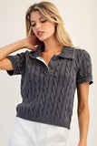Juniper Cable Knit Polo Sweater - urbanity online and boutique