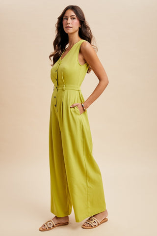 lime v neck jumpsuit