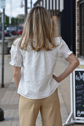 White button up blouse with Peter Pan collar
