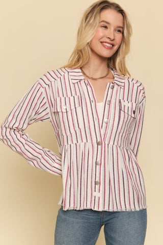 Lennon Striped Peplum Top