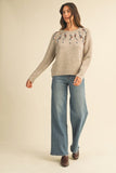 Lilan Textured Flower Embroidery Sweater