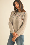 Lilan Textured Flower Embroidery Sweater