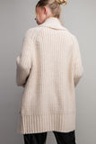 Oatmeal loose tunic-length cardigan (back)