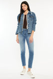 Medium wash mid rise cigarette leg jeans