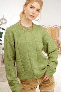 Lime vintage block pattern sweater
