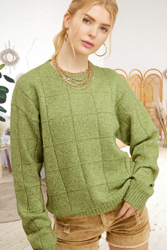Lime vintage block pattern sweater