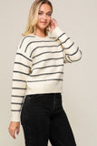 Ivory/black pullover striped sweater
