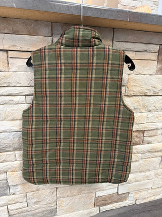 Aspen Heritage Olive Plaid Quilted Mock Neck Vest