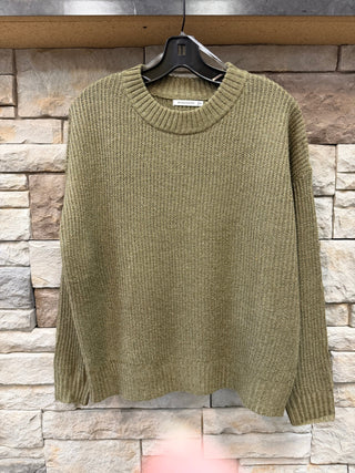 Olive Moss Knit Crewneck Sweater