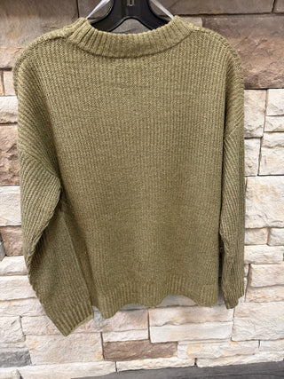 Olive Moss Knit Crewneck Sweater