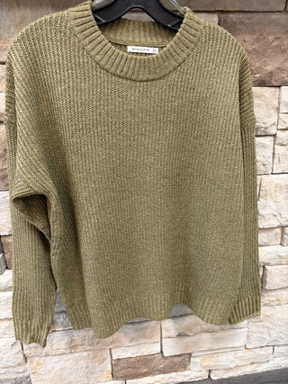 Olive Moss Knit Crewneck Sweater