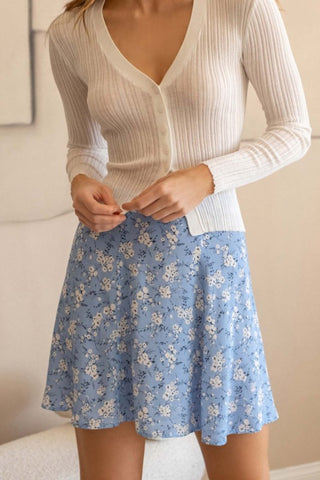 Blue floral mini skirt 