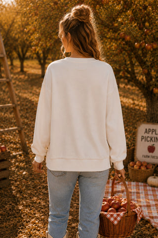 Patchwork Pumpkin Bow Graphic Sweatshirt