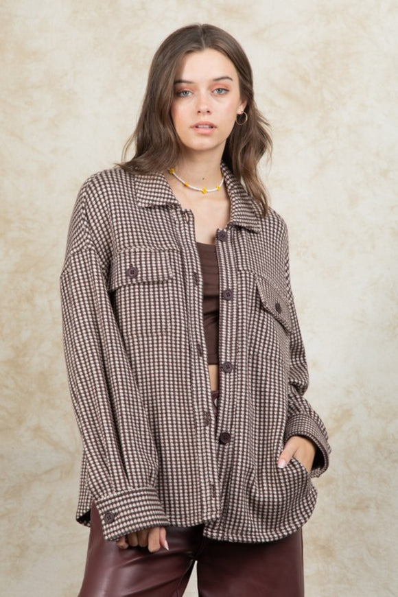 Brown/taupe patterned button-up jacket
