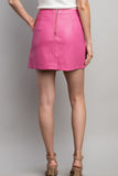 Hot pink pleather mini skirt (back)