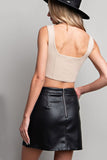Black pleather mini skirt (back)