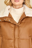 Fleece-lined puffer jacket (camel)